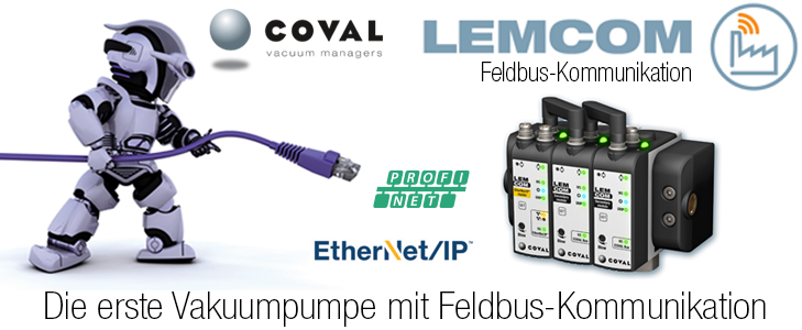 Mini-Vakuumpumpe mit Feldbus-Kommunikation, Reihe LEMCOM