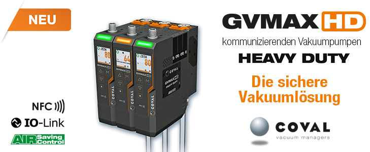 GVMAX HD, kommunizierende HEAVY DUTY Vakuumpumpen -COVAL - IO-Link - NFC GVMAX HD, kommunizierende HEAVY DUTY Vakuumpumpen -COVAL - IO-Link - NFC