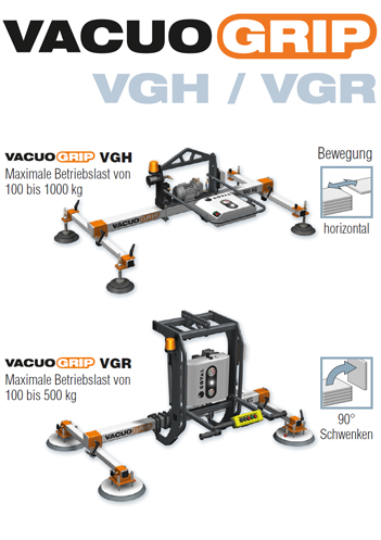 Vakuum-Hebegeräte für Bleche, Baureihe VACUOGRIP COVAL